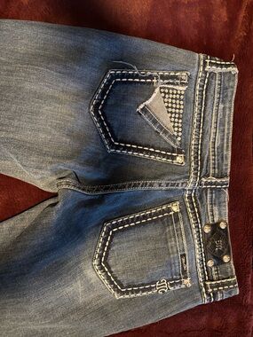 Miss Me Vintage Y2K Embellished Dark Wash Jeans with Contrast Stitching